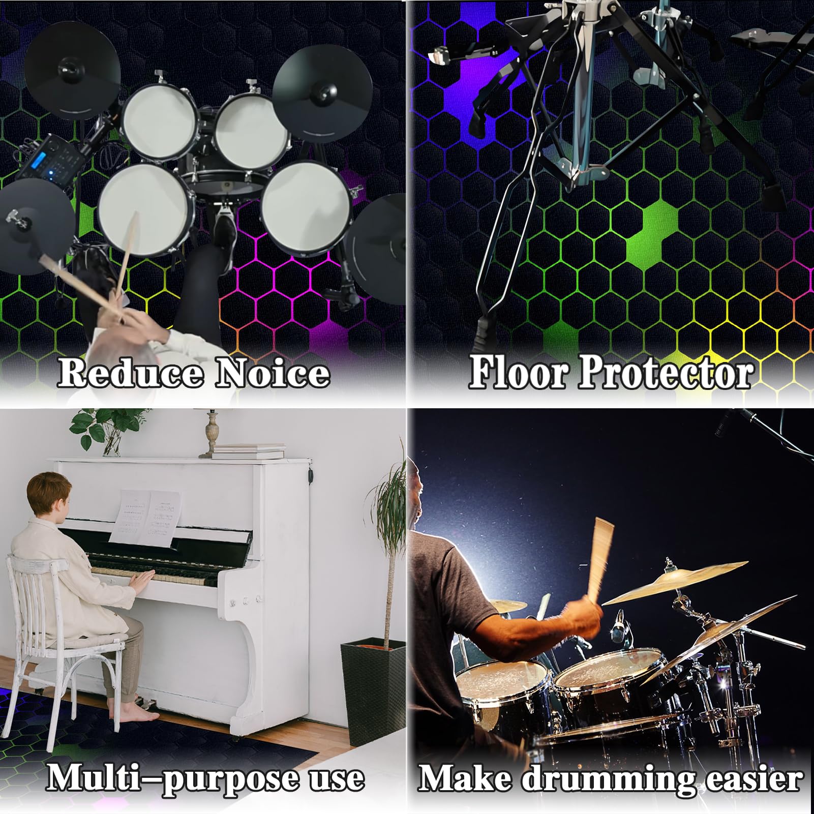 Dywan perkusyjny, izolacja akustyczna, dywan perkusyjny, dywan perkusyjny, do instrumentów muzycznych, mata podłogowa, elektroniczny jazz, zestaw perkusyjny, do bassa, werbla, dywan bębnowy