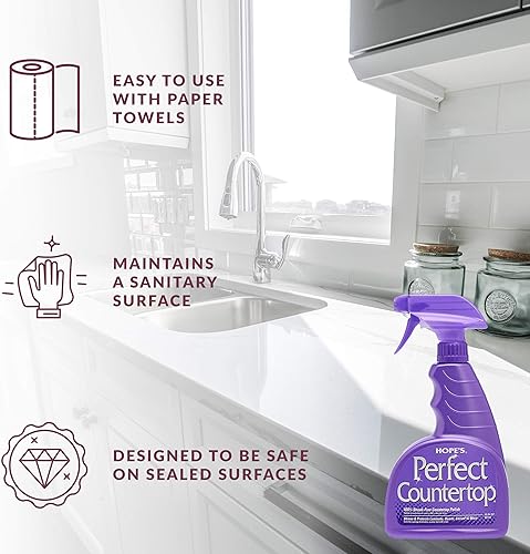 Vista 6 de HOPE'S Limpiador y abrillantador perfecto para encimeras 22 onzas, aerosol de limpieza multisuperficie sin manchas, seguro para piedra, laminado