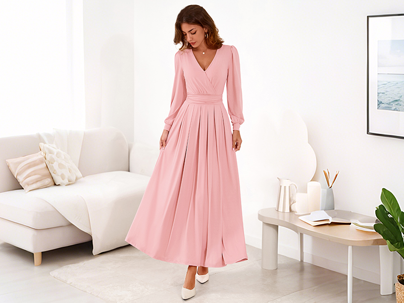 BTFBM Womens Long Sleeve Maxi Dress Fall 2025 Casual V Neck Knit A Line Flowy Pockets Elegant Party Wedding Guest Dresses(Blue, Small) at Amazon Women's Clothing store