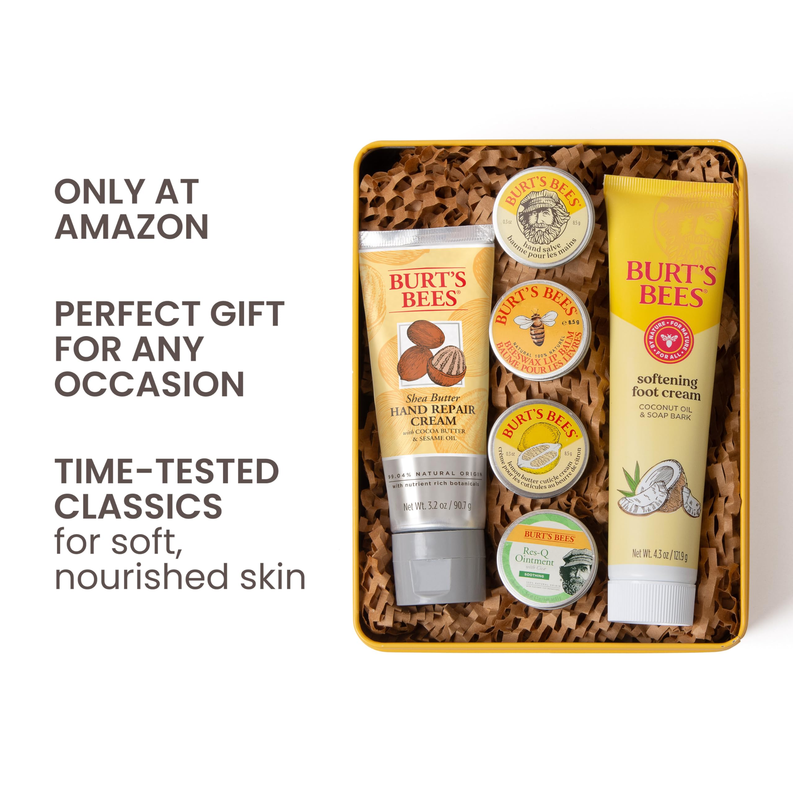 Burt's Bees Timeless Minis Kit, With Coconut Foot Cream, Milk and Honey Body Lotion, Deep Cleansing Cream, Res-Q Ointment, Hand Salve and Beeswax Lip Balm, Natural Origin Skin Care, 1 Kit: Classics Set 6 Piece Set