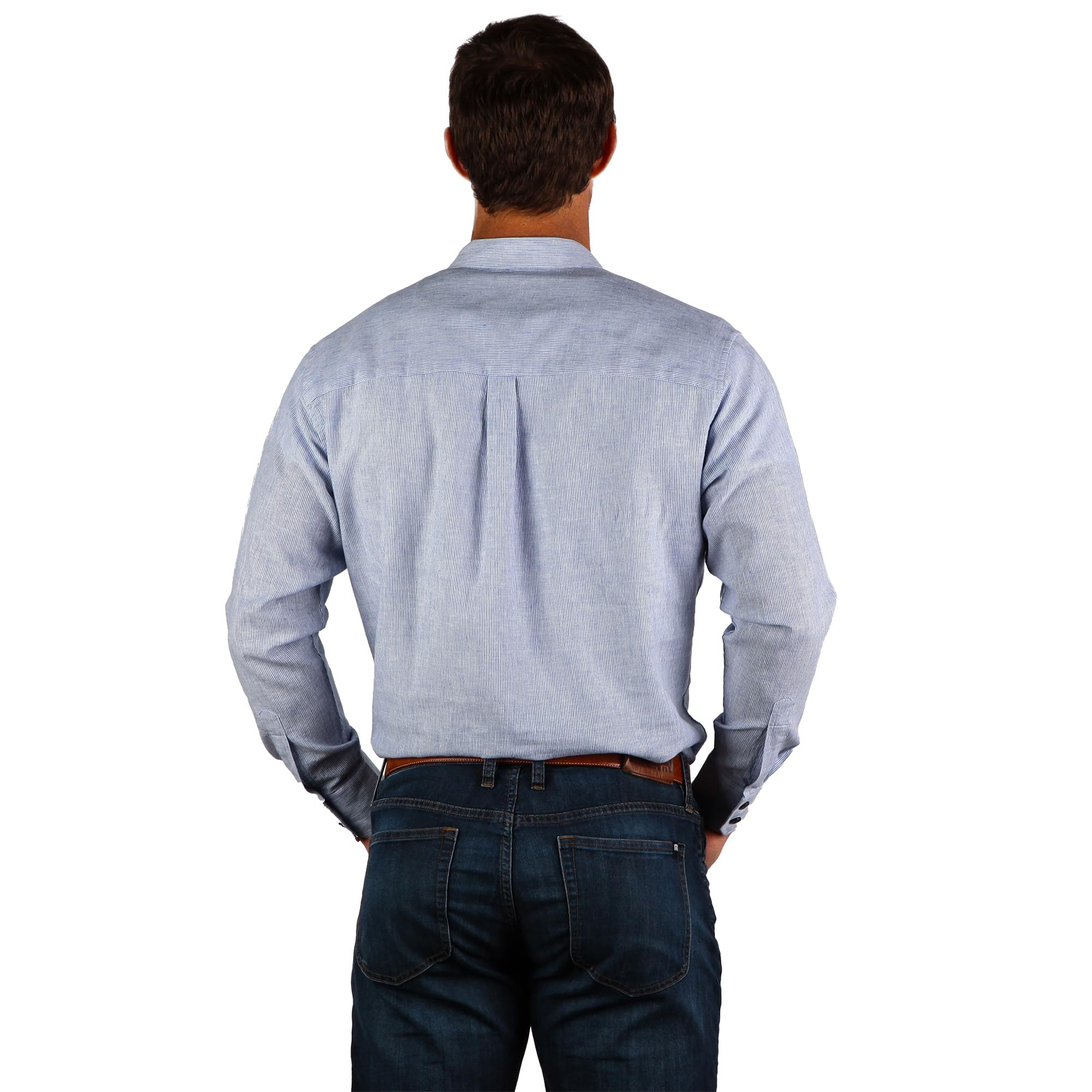 The Celtic Ranch Camisa tradicional irlandesa sin cuello para abuelo, camisa de vestir ligera de lino y algodón de manga larga para hombre