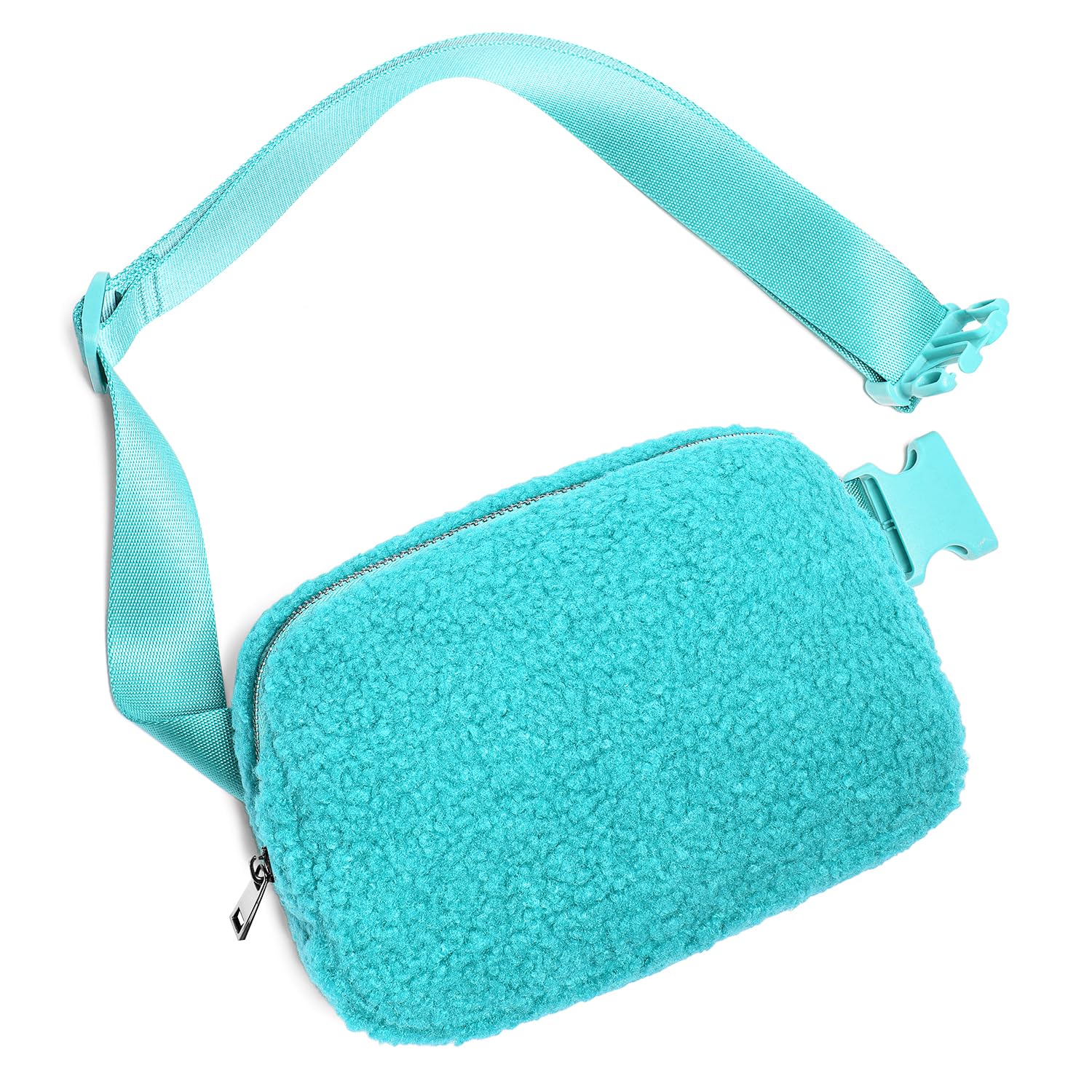 Gitus Fleece Belt Bag Sherpa Fanny Pack Crossbody Bags for Women Fashion Waist Packs with Adjustable Strap for Gym Travel Hiking Running Trending Gifts for Teen Girls Women Men (Lake Blue)