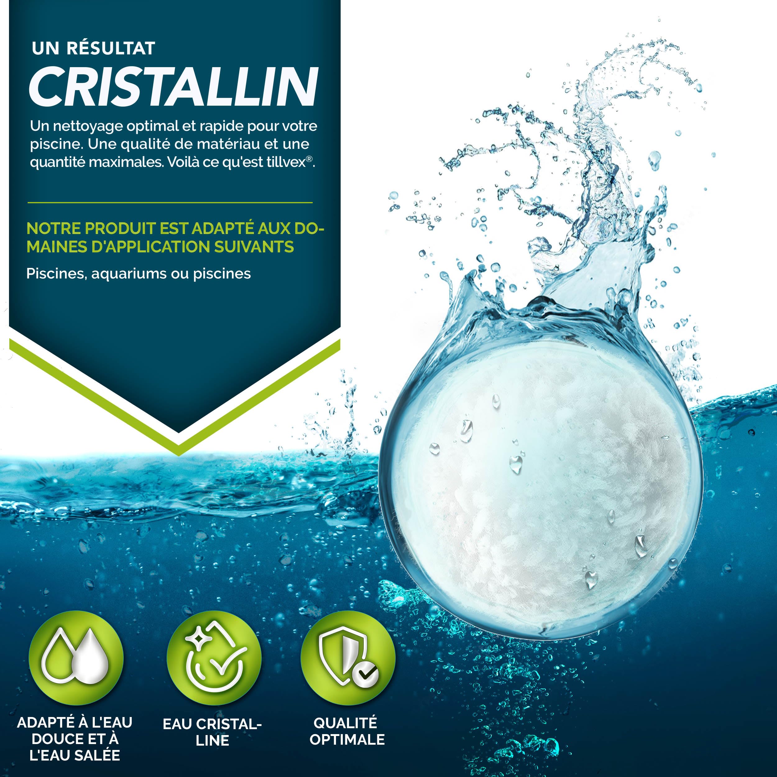 tillvex® Balles filtrantes pour Piscine 1400 g | Filtre pour système de Filtration à Sable | Remplacement de 50 kg de Sable filtrant | Balles filtrantes Extra durables pour Une Eau Claire