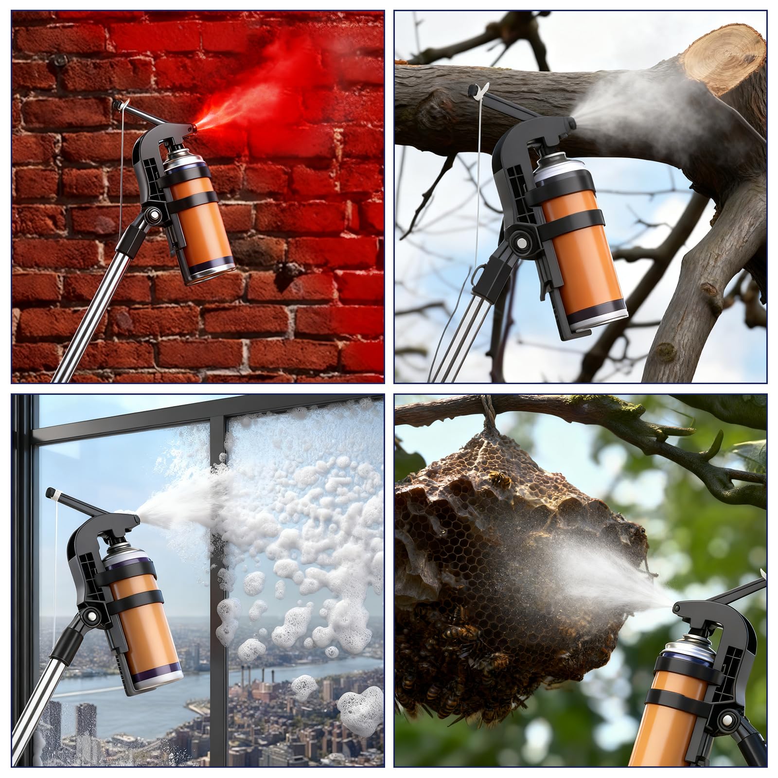 Sprühdosen Verlängerung Adapter, Wespenspray mit langem sprührohr, Kommt mit 2.8m sprühdosenhalter verlängerungsstangen, spraydosen verlängerungsadapter, für Wespenschaum, Wespen Power Spray
