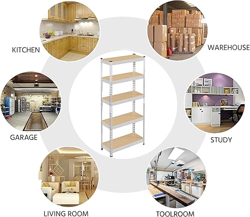 Miniatura 7 de Topeakmart 3 estantes utilitarios de 5 niveles, estantes de almacenamiento de metal, estantería de garaje, estantes de almacenamiento ajustables