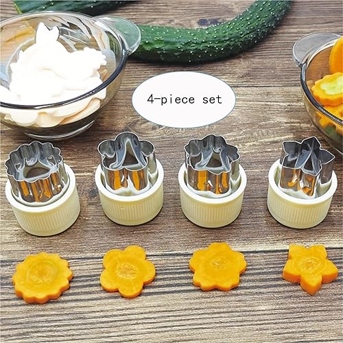 Miniatura 6 de 451014 piezas de acero inoxidable para moldear verduras y frutas, cortador para hacer ensaladas (juego de 4 piezas)