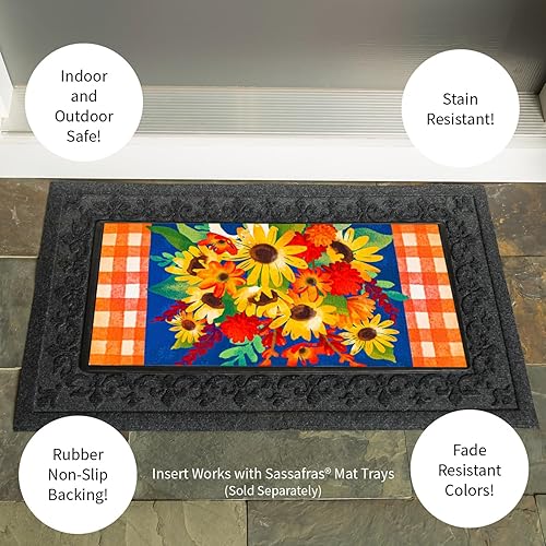 Miniatura 4 de Evergreen Sassafras Blessed Floral Arrangement - Felpudo intercambiable para entrada  Interior y exterior  22 pulgadas x 10 pulgadas  Parte trasera