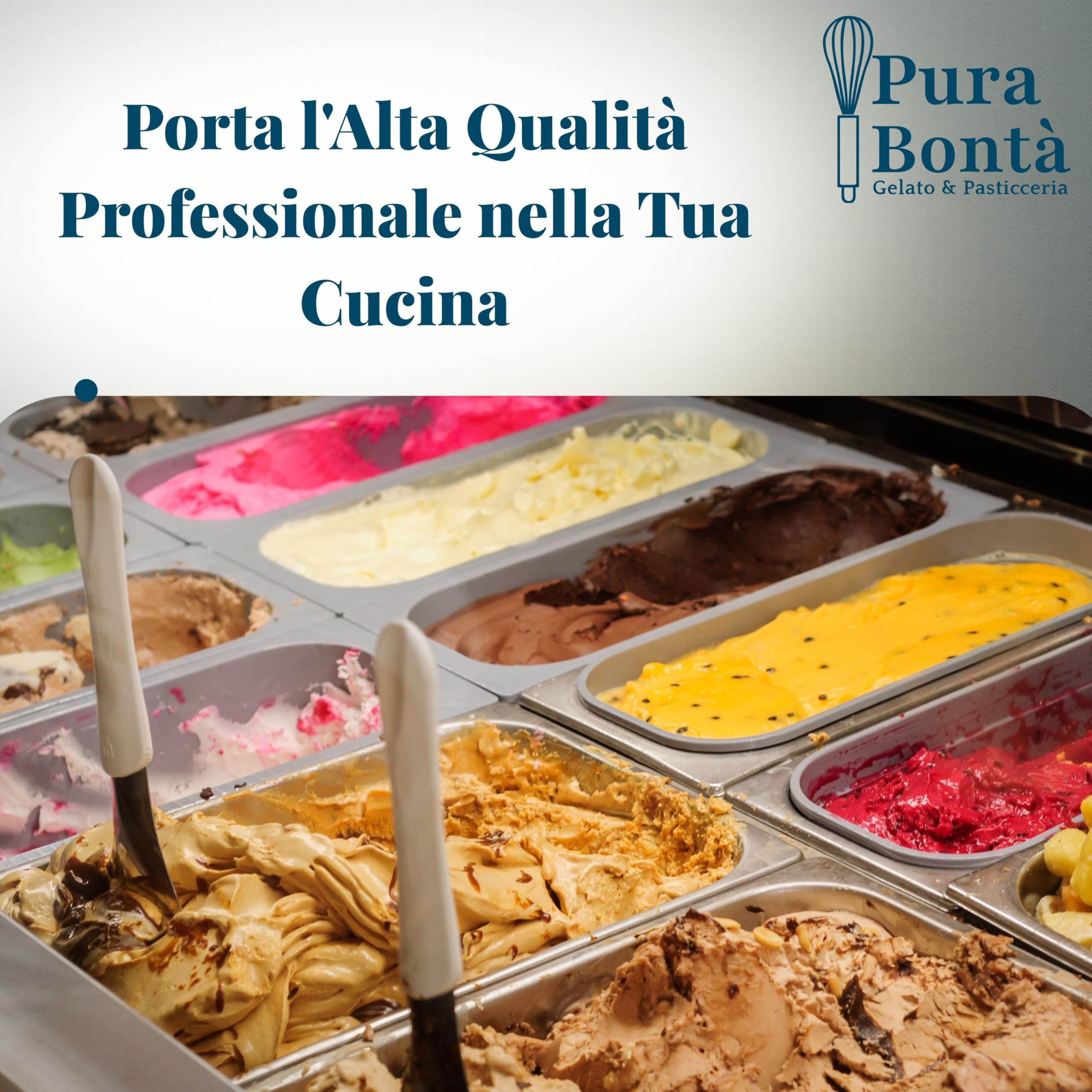 PURA BONTÁ Stabilizzante Neutro per Gelato Crema 500g | Soluzione Anti-Cristalli | Consistenza Cremosa per Gelato Artigianale Fatto in Casa | Addensante Superiore | Confezionato in Italia