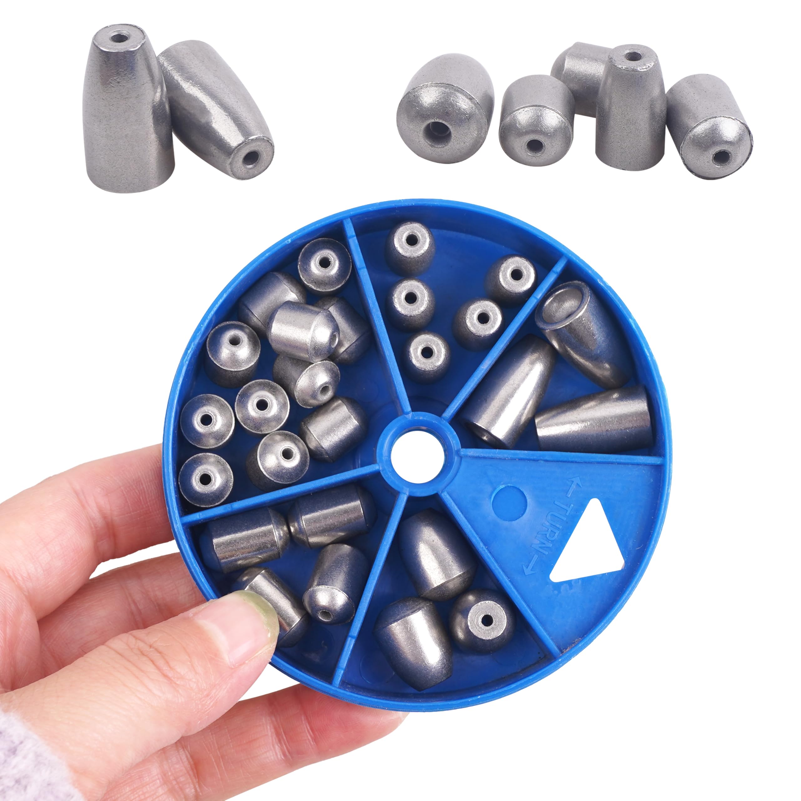 Fishing Sinker Weights Assortment Kit, 26pcs/Box Iron Fishing Weights Set Egg Weights Bass Casting Sea Fishing Weights for Saltwater Freshwater