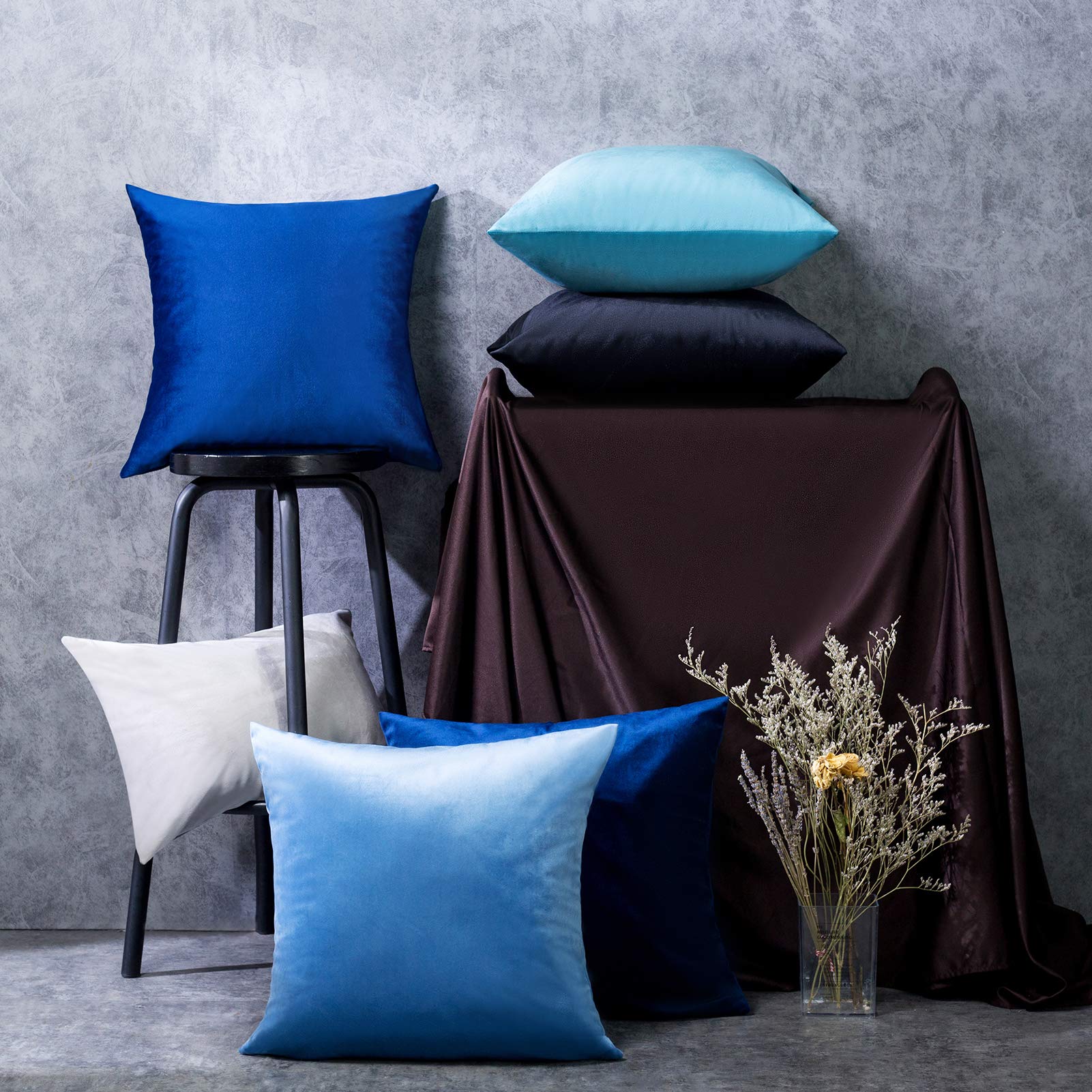 Federe In Velluto WACOMECO – 45x45 Cm, Blu Navy, Confezione Da 2 - 4
