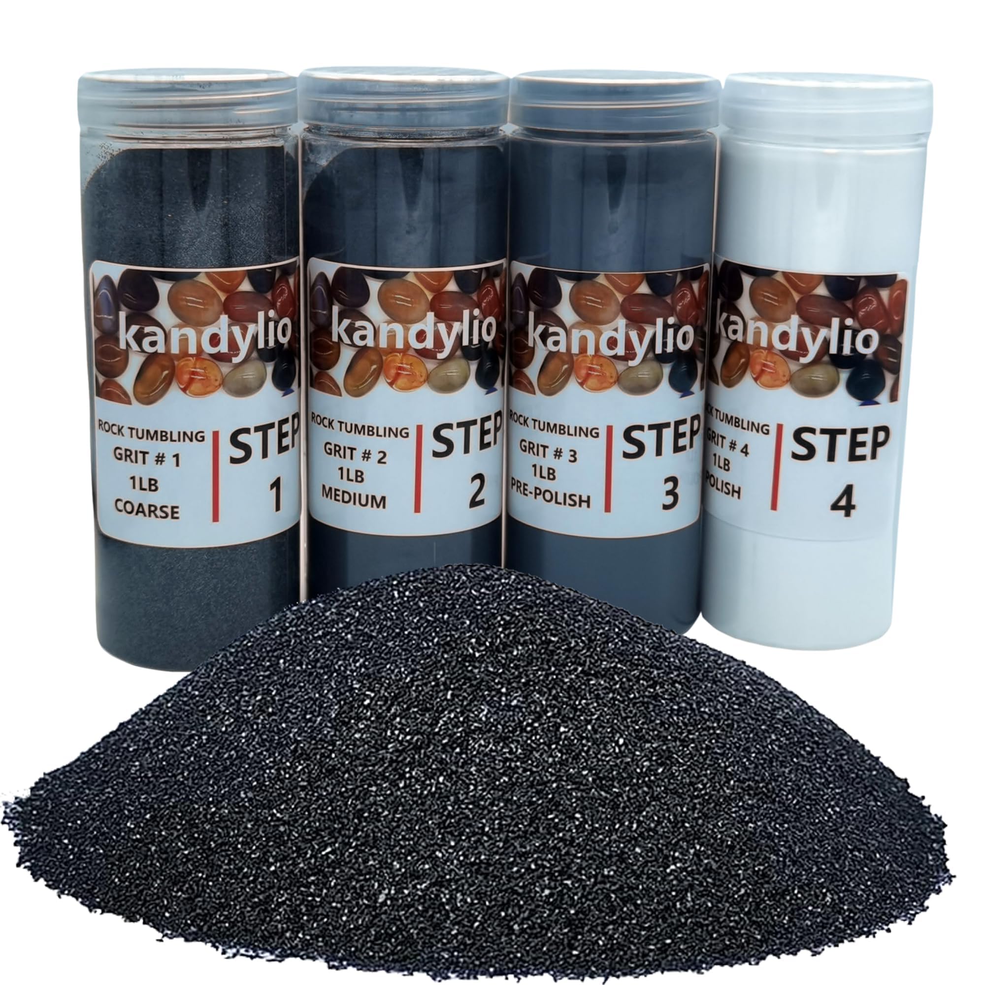 4LBS Rock Tumbler Grit Kit Polish Upto 30LBS Rocks Silicon Carbide & Aluminum Oxide Polishing and Tumbling Abrasive Media for Any Rock Tumbler