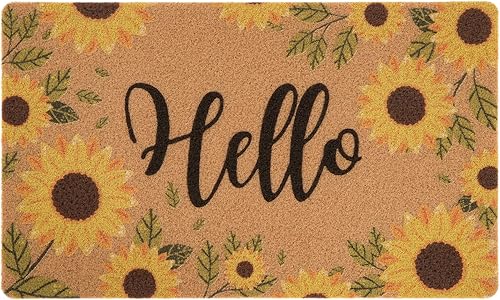 Miniatura 1 de Asrug Felpudo de 17 x 30 pulgadas, tapete de bienvenida para interiores y exteriores, tapete de fibra de coco artificial duradero para entrada,