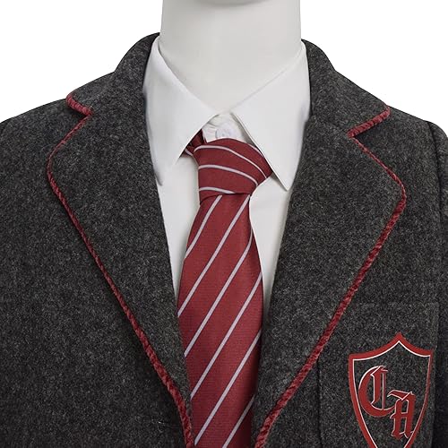 Miniatura 5 de VEVEIL Disfraz musical para niñas, uniforme escolar, chaqueta gris, falda para cumpleaños, Halloween