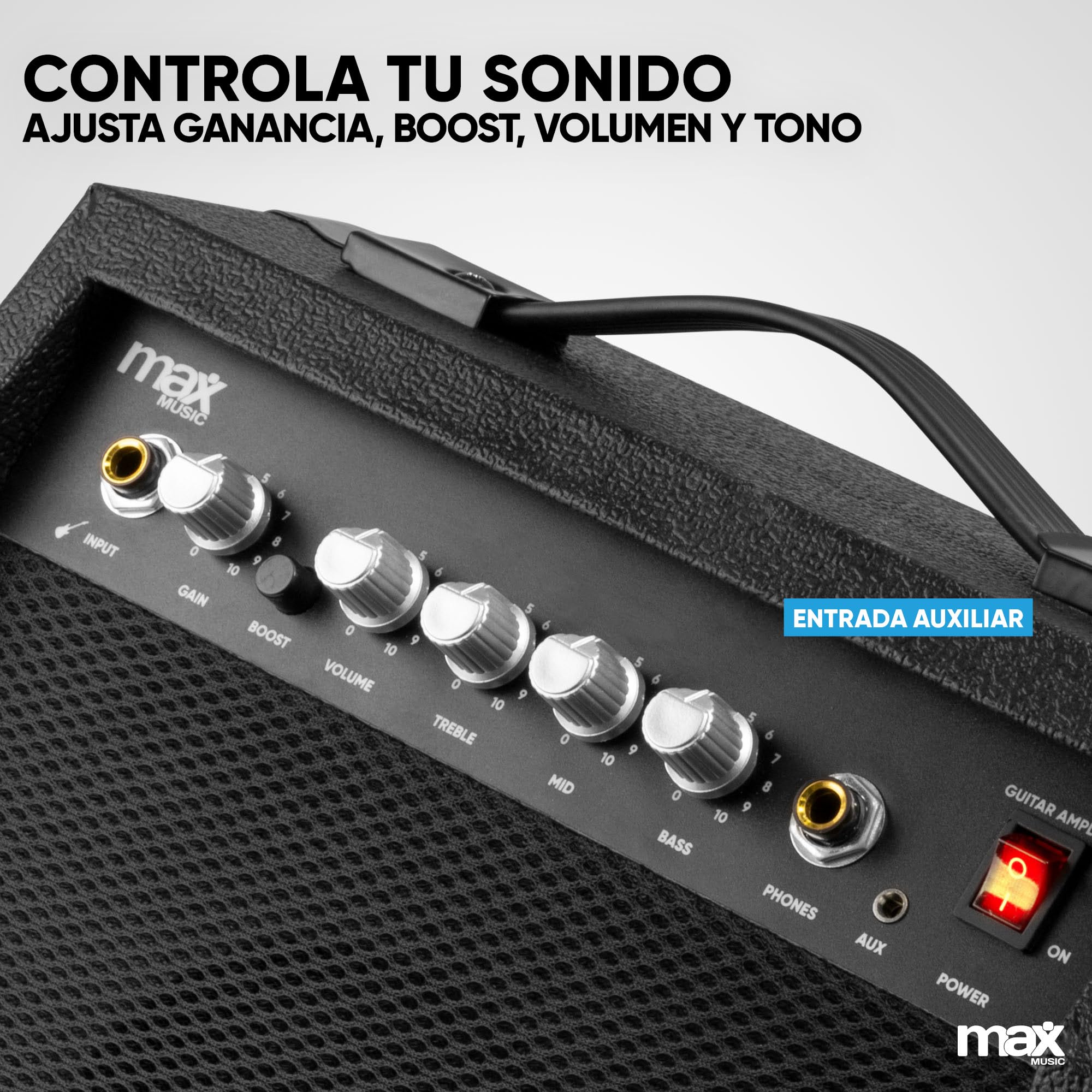 MAX GIGKit Amplificador de 40 W para guitarras eléctricas y bajos eléctricos - Tono ajustable, asa de transporte, salida de auriculares, entrada AUX, ideal para guitarristas en casa y pequeños shows