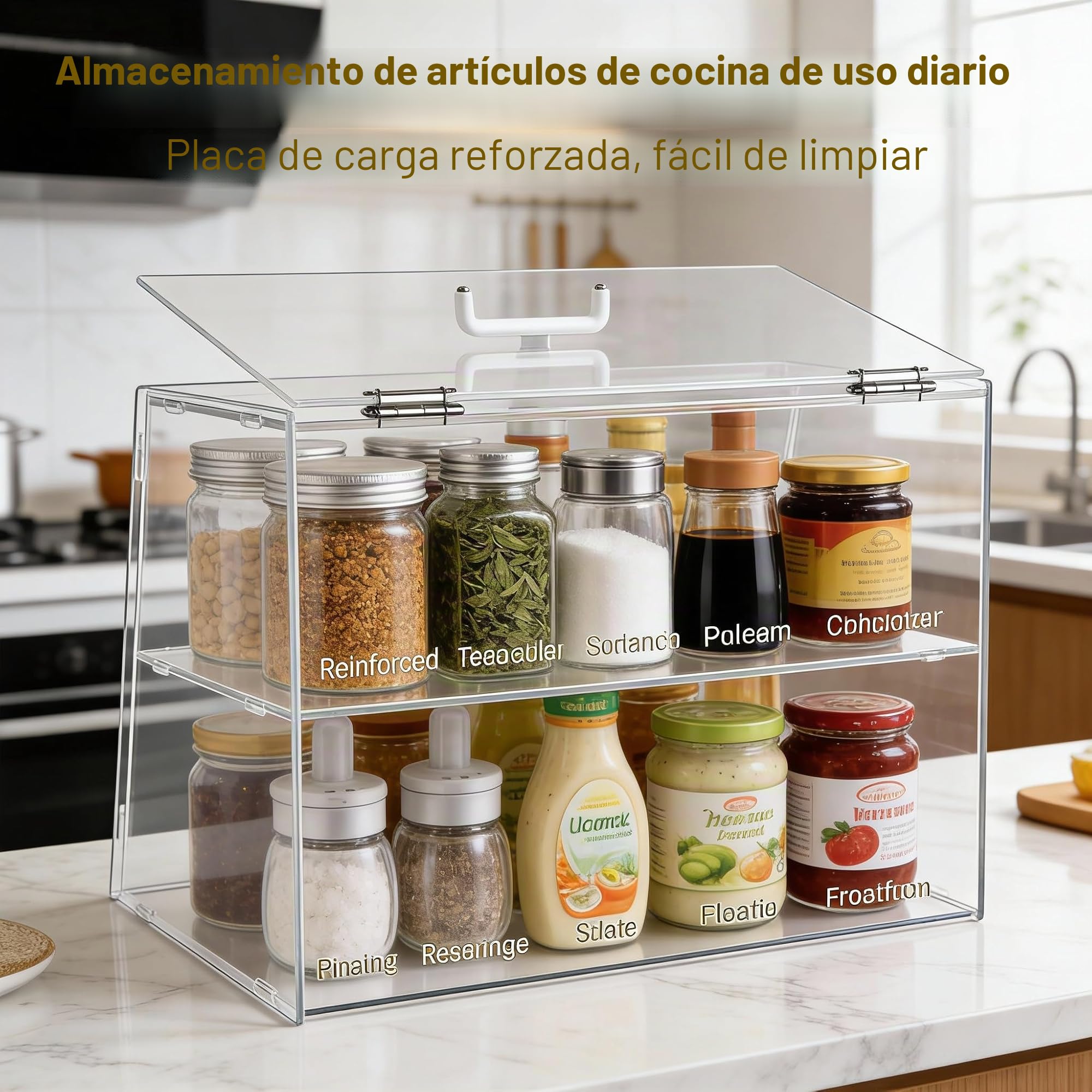 Vitrina de panadería de 2 niveles con puerta trasera de elevación, vitrina de repostería, encimera de cocina, vitrina de acrílico transparente para alimentos, mantiene fresco para rosquillas