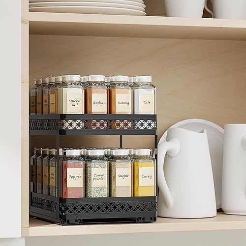 Miniatura 7 de VOGWOLTH Organizador de especias extraíble para gabinete, organizador de especias estable deslizante, organizador de gabinete de especias con