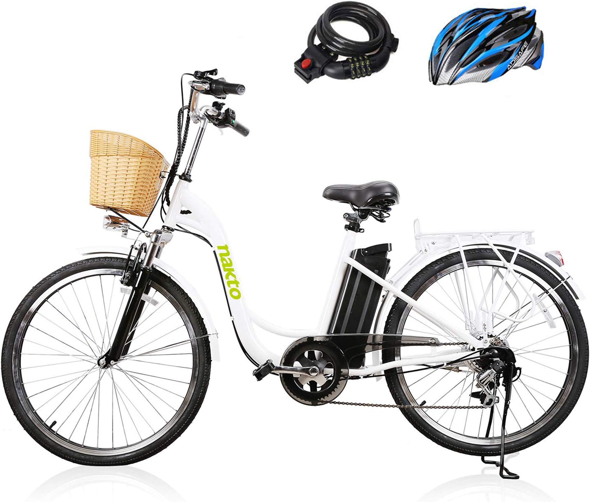 BRIGHT GG NAKTO 26''250W City Electric Bike for Adults with 36V10AH Lithium Battery and Plastic Basket