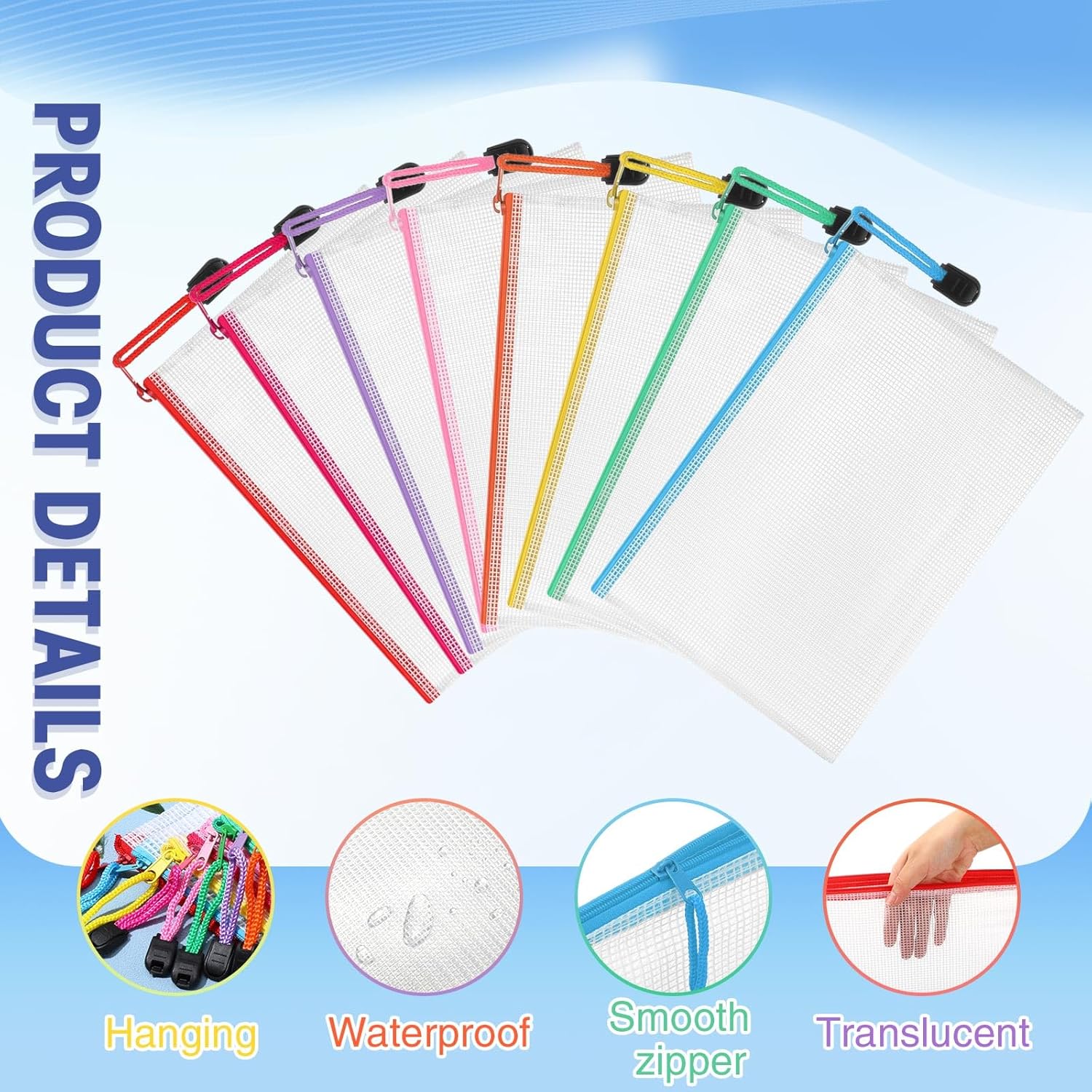 Jetec 32 Pcs Mesh Zipper Bags Toy Storage Bikini Organizer Bag Bolsas Para Guardar Trajes De Bano Waterproof Zipper Reusable Pouch Puzzle Multipurpose for Storage Office(Stylish Color,7.5 x 5 Inch) - Image 3