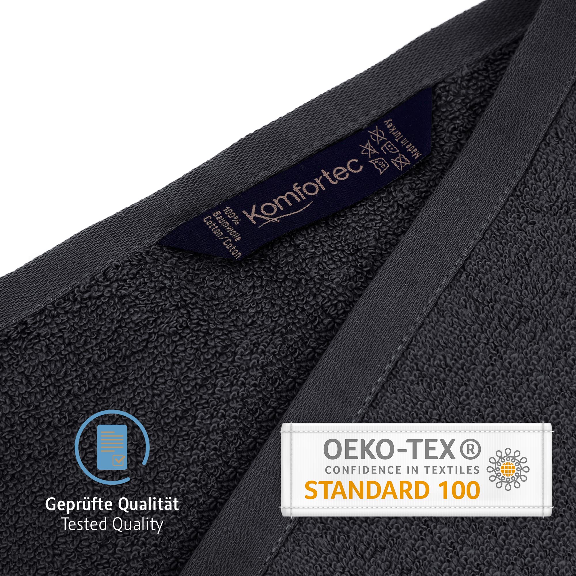 Komfortec Lot De 8 Serviettes 100% Coton 470 G/m², 4 Serviette De Bain 70x140 Cm Et 4 Essuie Mains 50x100 Cm Eponge Douce Grande Taille Gris Anthracite Rose