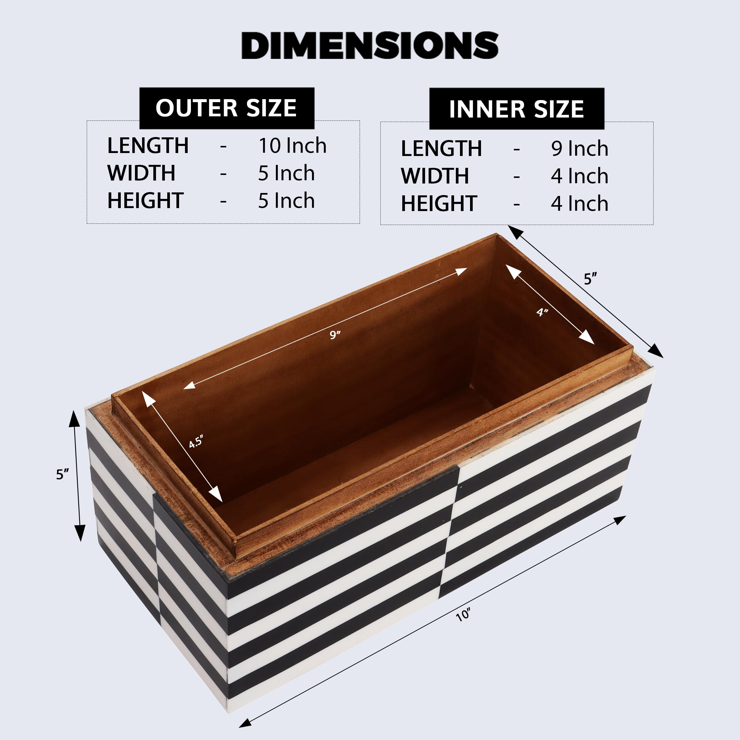 Handicrafts Home Decorative Organizer Box 10x5, Large Keepsake with Lid, Modern Storage, Bohemian Coffee Table - Image 2