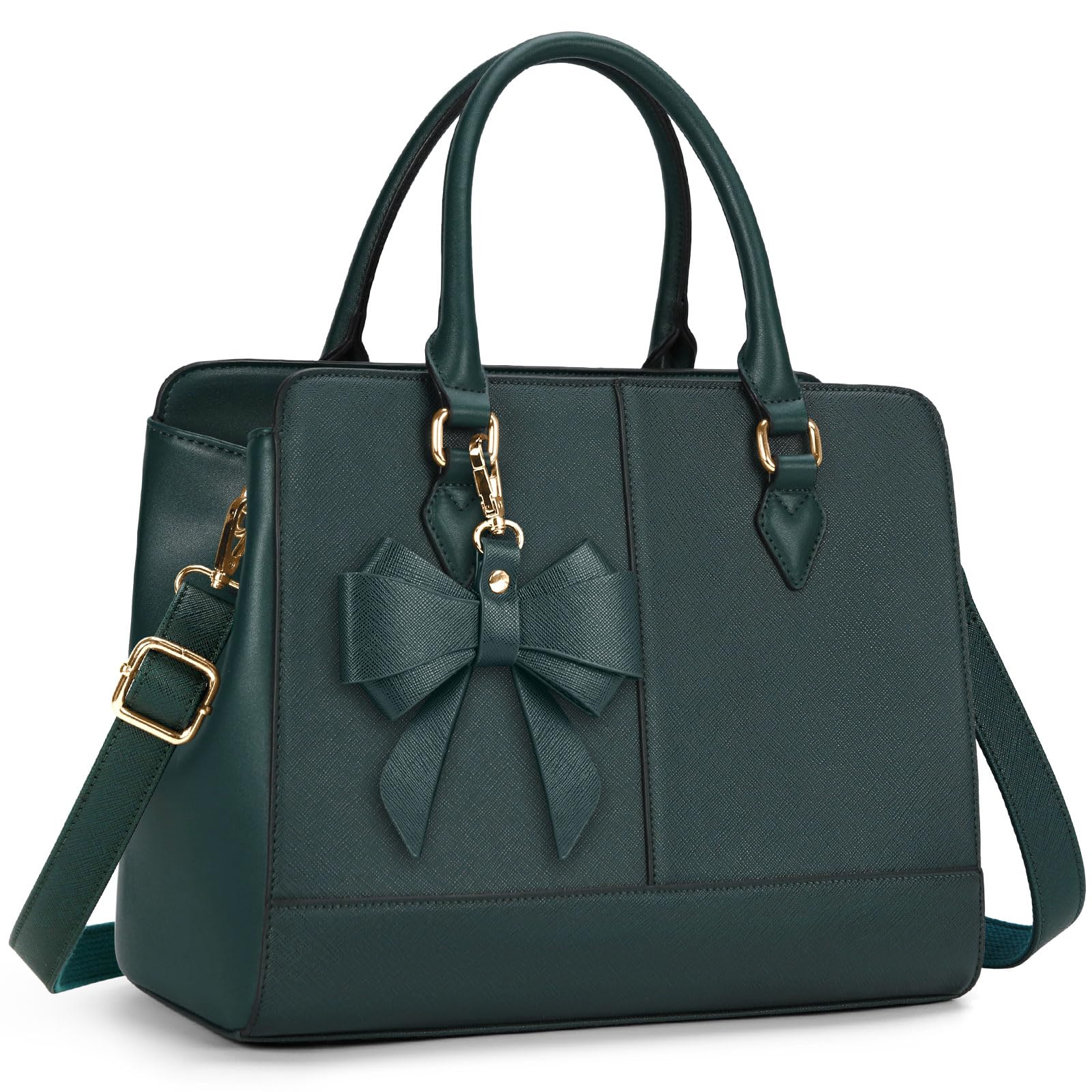 RAINSMORE Sac a Main Femme Cuir PU Cabas Femme Grand Sacs à Main Portés Épaule Tendance Sac à main Pour les Cours Lycee Fourre Tout Bandoulière Travail 13 Pouces Vert Foncé