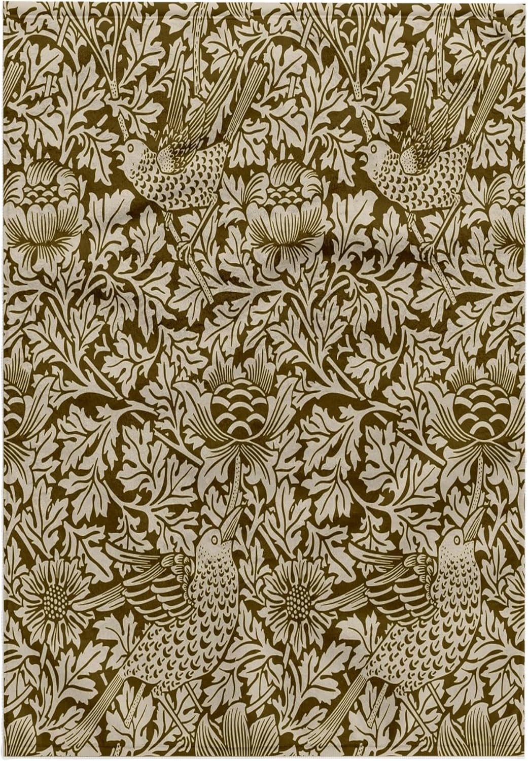 3dRose Pretty William Morris Bird and Anemone Chintz Brown 22x30 Bath Hand Pool Towel