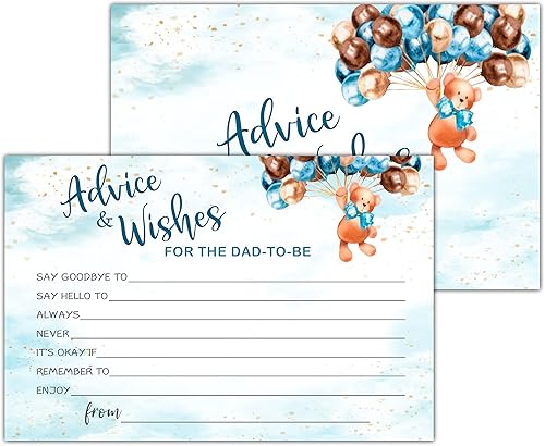 Tarjetas de consejos y deseos de oso de peluche para el papá que debe estar, tarjetas de consejos para bebés para papá nuevo, juego de fiesta de