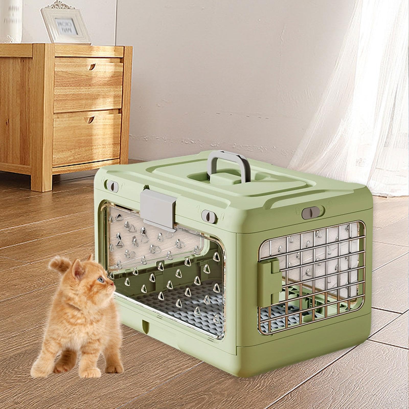 Jaula Plegable para Mascotas, Transportín para Animales Pequeños de PP Y Hierro, Robusta Y Fácil de Limpiar, Ideal para Viajes Y Mudanzas.