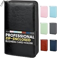 Vista 15 de Sooez Organizador profesional de cuero para libros de tarjetas de visita, folleto de tarjetas de crédito de capacidad para 240 unidades, soporte