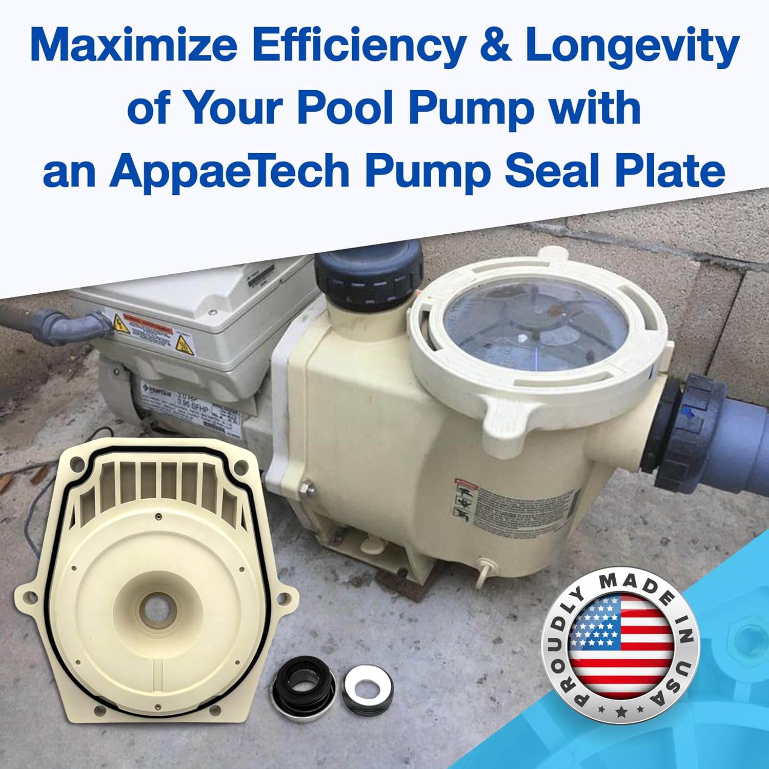 777009 Pump Seal Plate Kit with Gasket & PS-1000 Shaft Seal – 5/8 Inch Mechanical Seal – Replaces 074564 – Pool Pump Wet End Repair