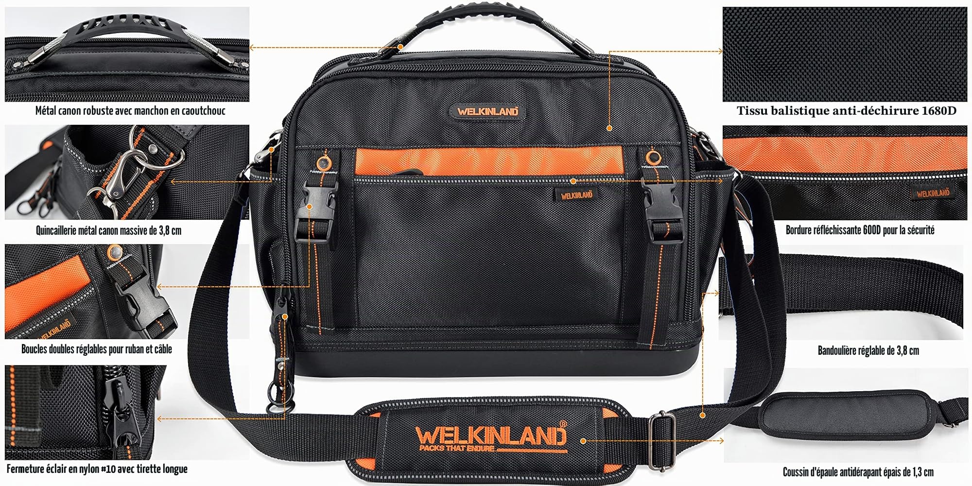 WELKINLAND Organiseur à outils 42 poches – Sac à outils étanche pour CVC et électricien