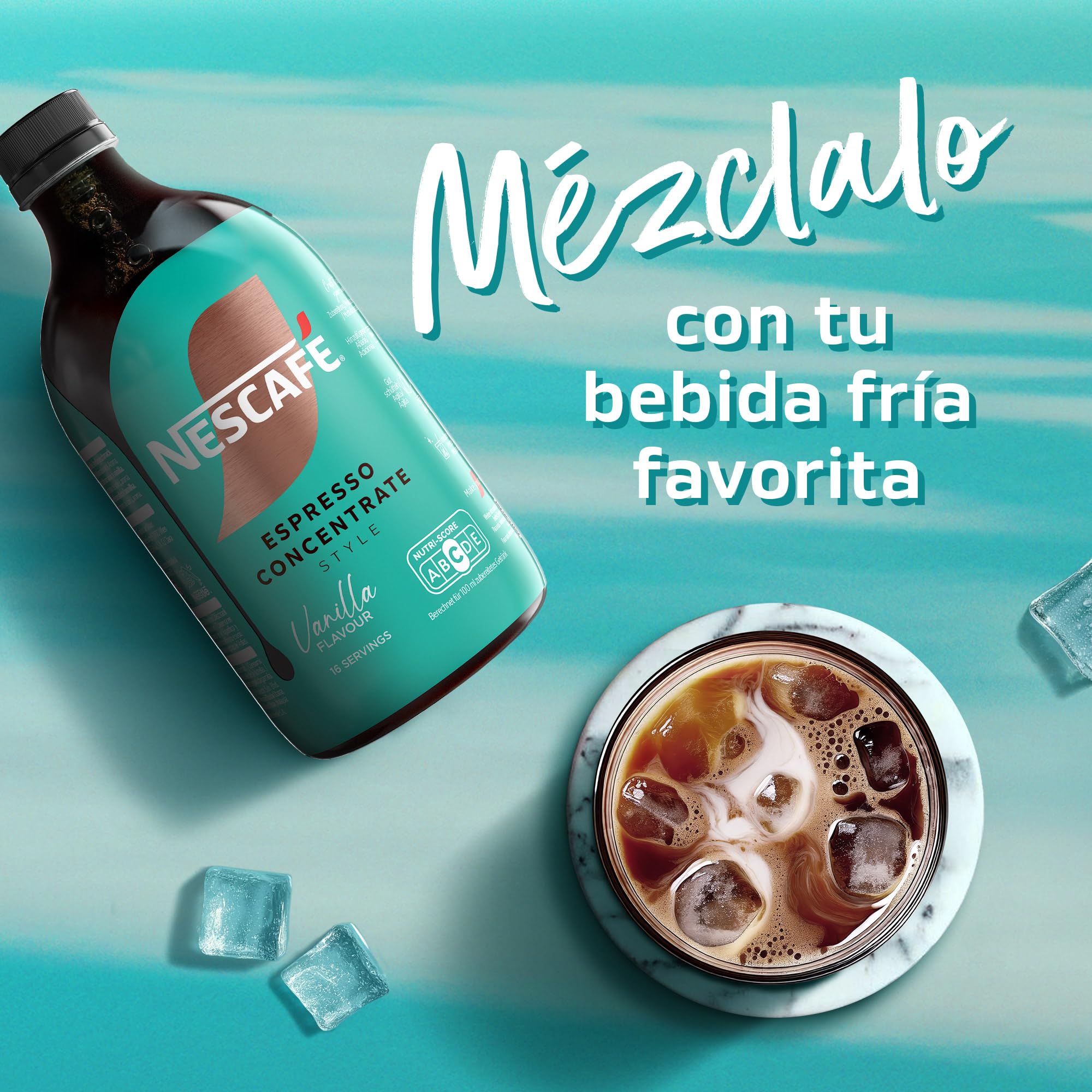 NESCAFÉ Espresso Concentrate Vainilla, con café Arábica y sabor vainilla, Concentrado de café líquido para iced coffee y lattes, Botella 500 ml