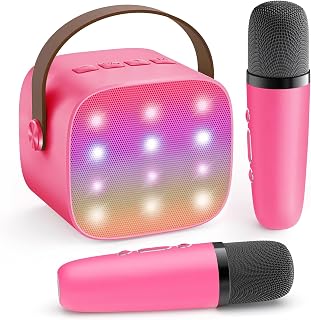YLL Mini Kinder Karaoke Maschine mit 2 Mikrofon, Karaoke Geschenke für Mädchen Alter 3 4 5 6 7 8 9 10 12 + Jahre alt 4-12 Jahre alt Geburtstag Spielzeug Ostern Geschenk für Mädchen Jungen (Hotpink)