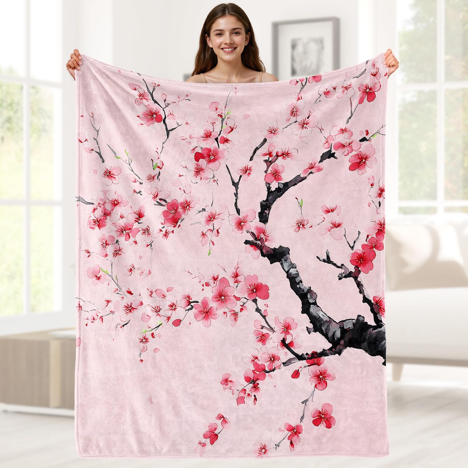Amazon.com: Aimego Cherry Blossom Blanket Gifts for Girls Women