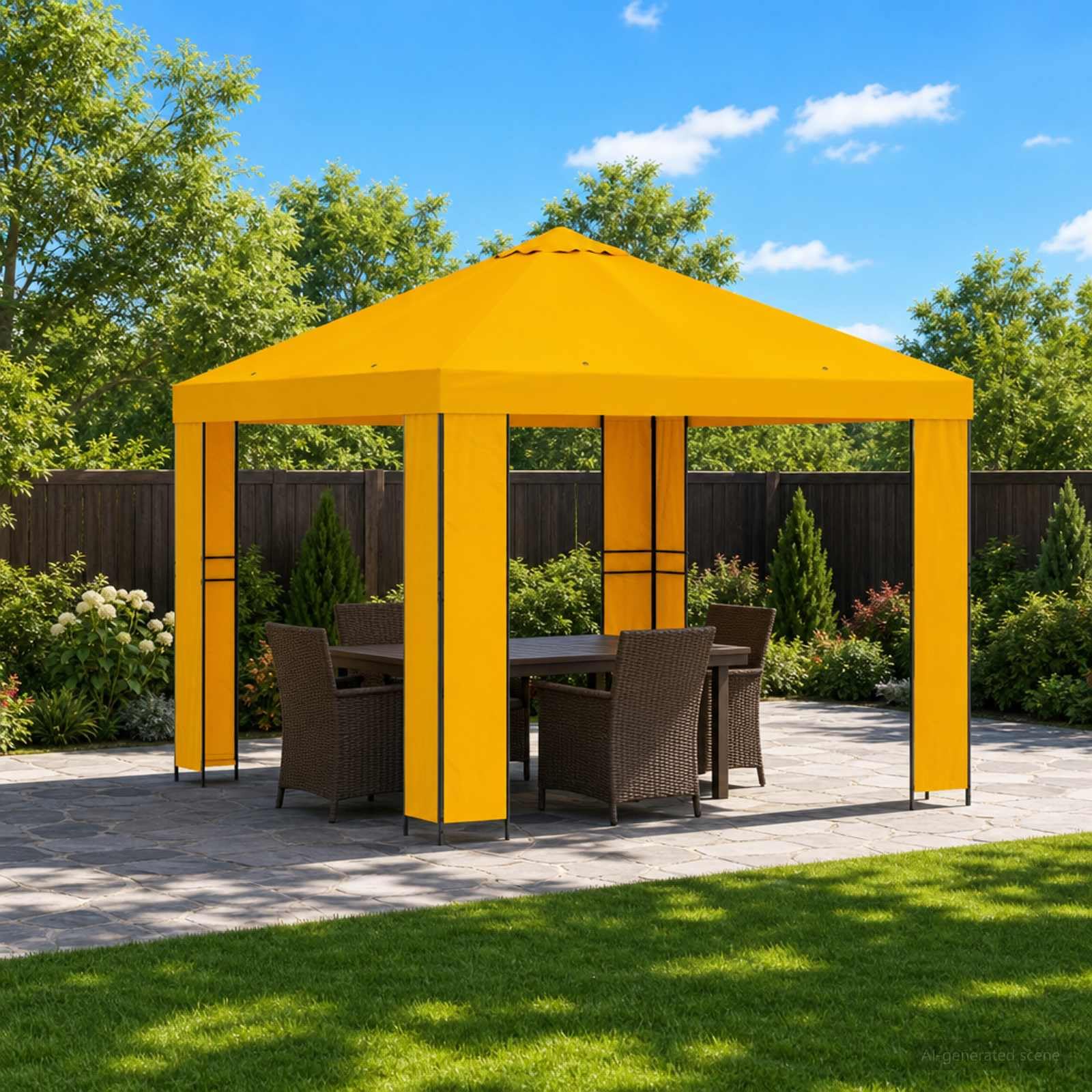 Pawilon 3 x 3 m żółty poliester stal