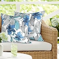 Vista 84 de Paquete de 2 almohadas lumbares impermeables para exteriores con rellenos, 12 x 20 pulgadas, almohada decorativa rectangular para patio, hogar