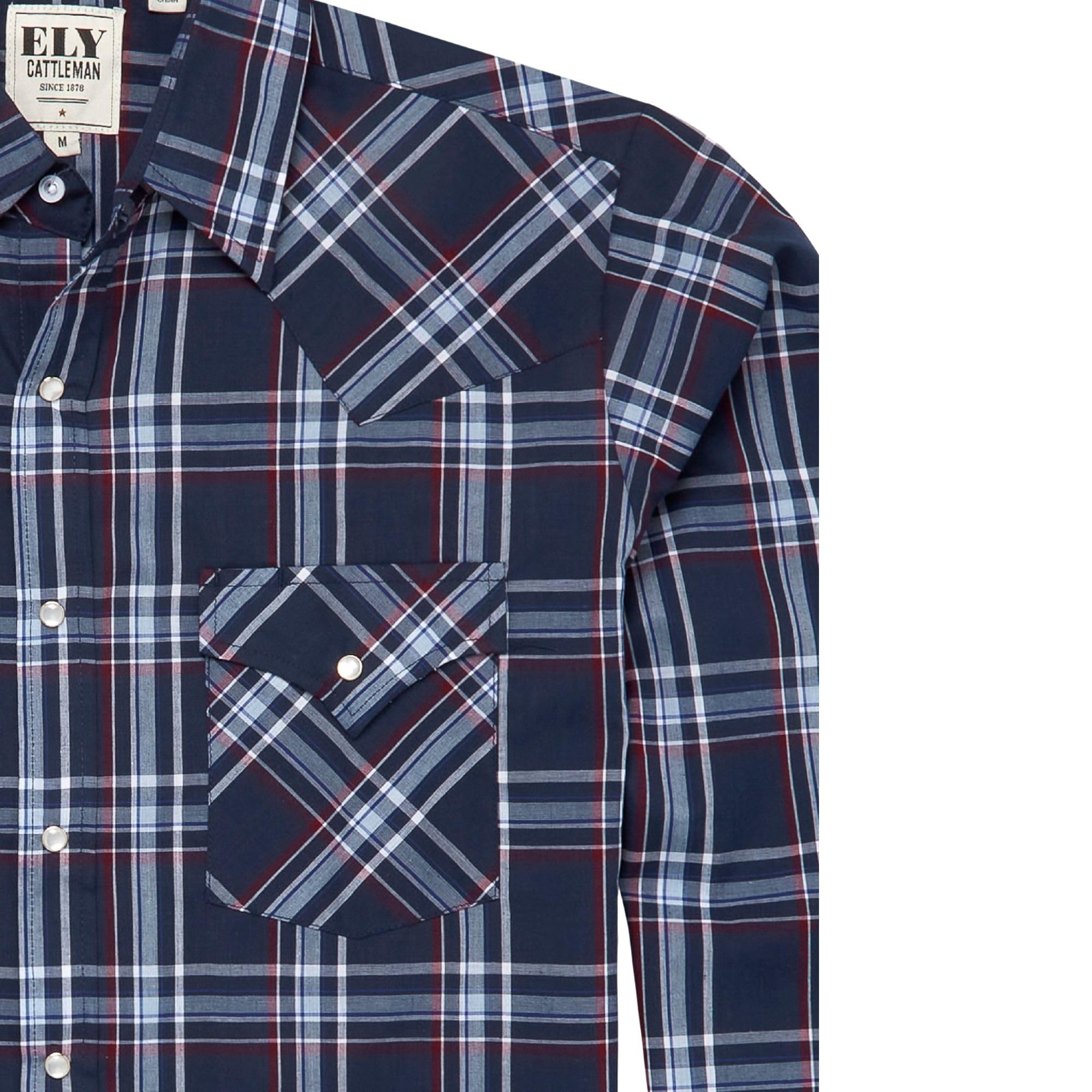 ELY CATTLEMAN Mens Long Sleeve Western Plaid