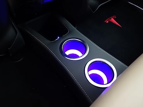 Miniatura 1 de Portavasos trasero LED - Consola de piso para Tesla Model S (azul)