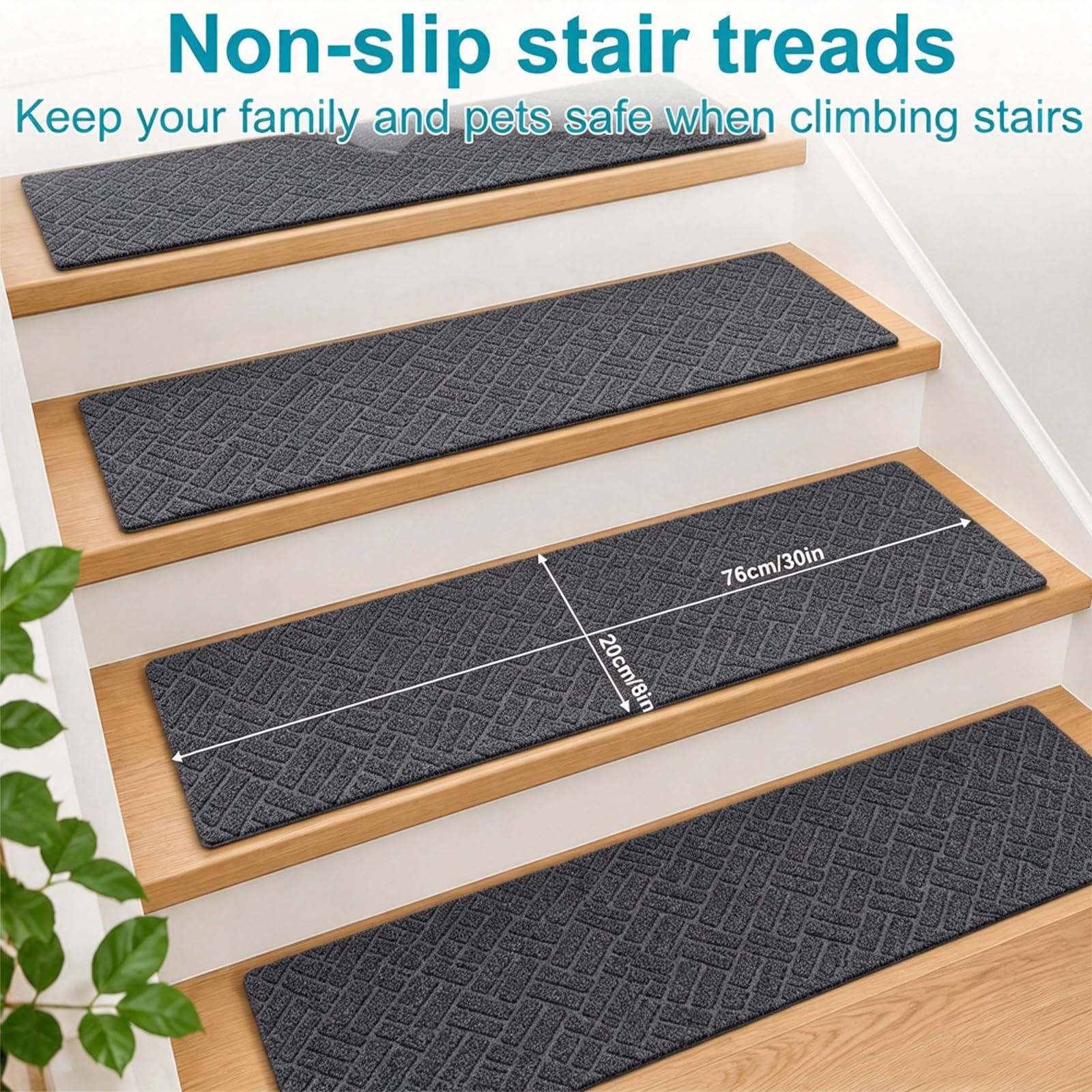 Lot de 15 tapis d'escalier autocollants 76 x 20 cm