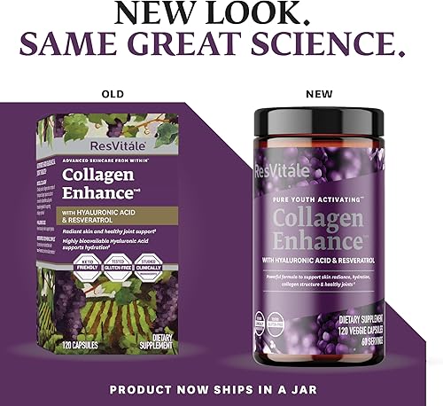Miniatura 3 de ResVitale Collagen Enhance - Suplemento de belleza con ácido hialurónico y resveratrol - 120 cápsulas
