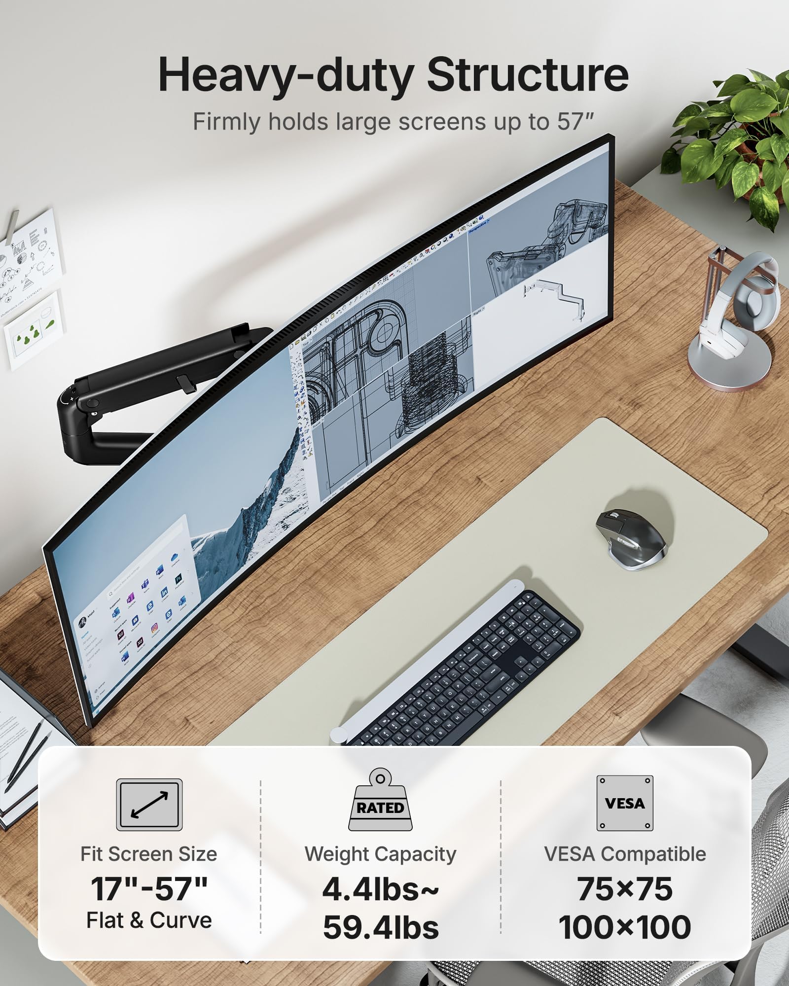 monTEK Heavy-Duty Monitor Arm for 17-57