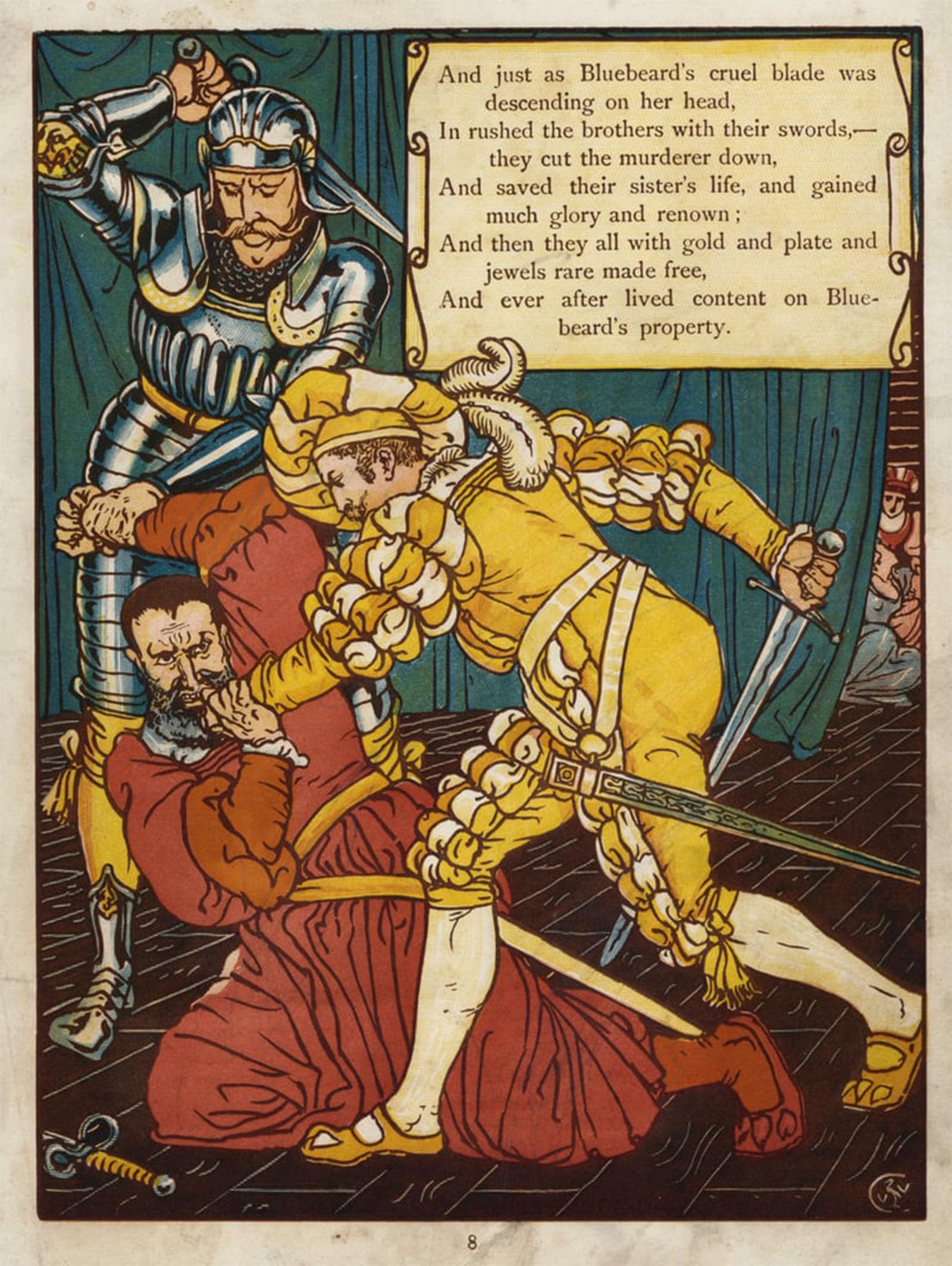 SERENDIPITP Retro Picture Poster Wall Art Pictures Painting Bluebeard by Walter Crane Wall Art Canvas Print for Wall Decor 60x90cm