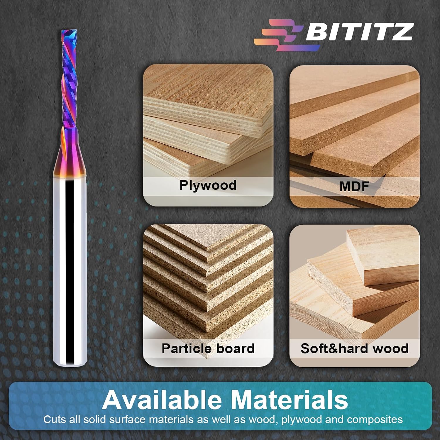 2PCS 1/4 Inch Shank Up/Down Cut Spiral Router Bit | 1/8 Inch Cutting Dia x 3/4 Inch Length | Long-Life Coating - CNC Router Bits for Precision Engraving & Mortising