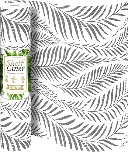 Jersow Revestimiento antideslizante para estantes de 12 pulgadas x 20 pies, no adhesivo, impermeable, para armarios de cocina, refrigerador,