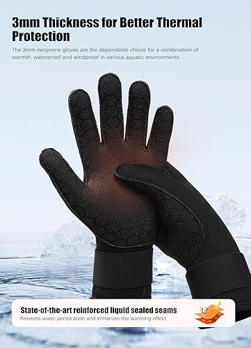 Miniatura 4 de Hevto Guantes de buceo de neopreno de 0.118 in GBS para hombres y mujeres, guantes de buceo impermeables para mantener el calor en agua fría