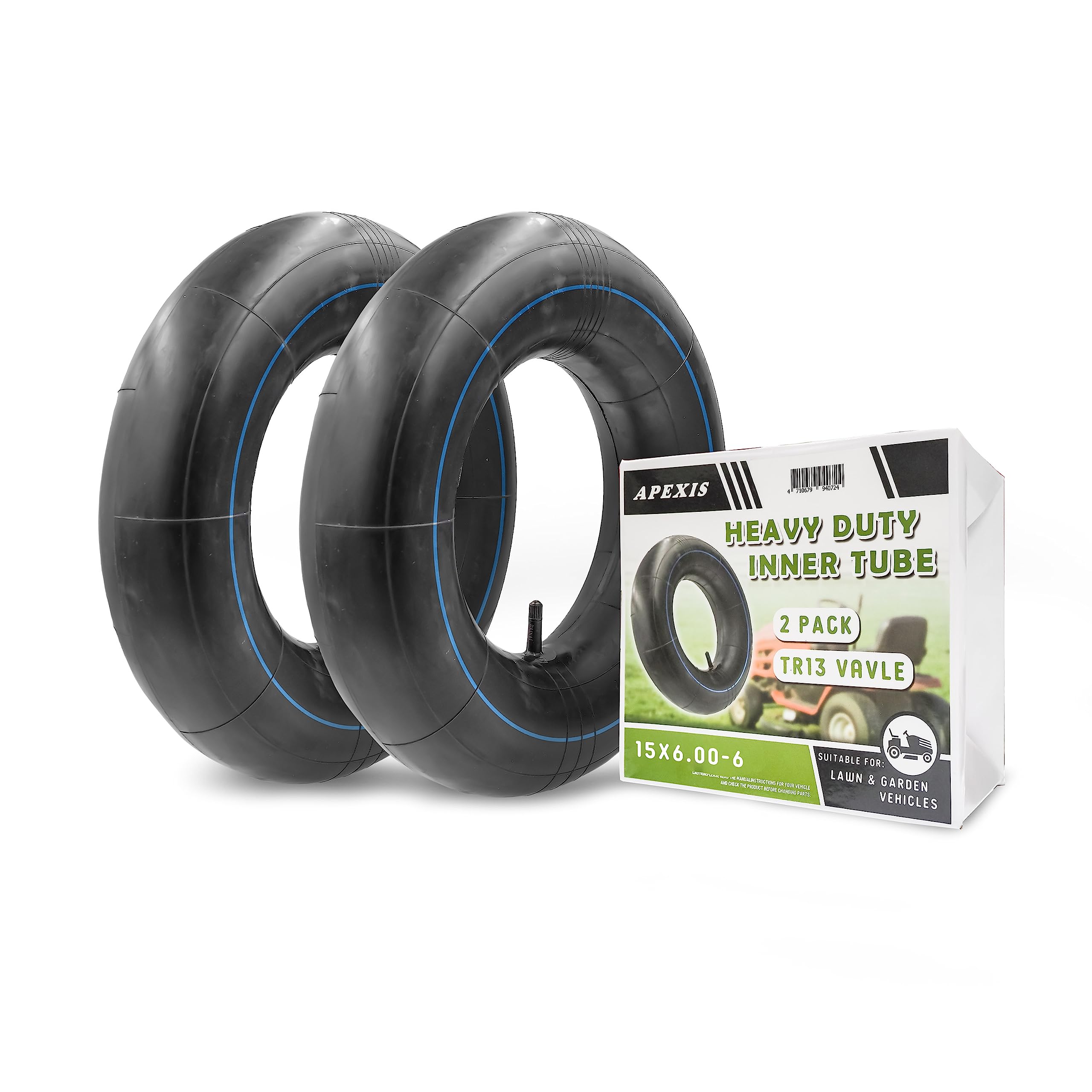 APEXIS 2-Pack of 15x6.00-6" Premium Replacement Tire Inner Tubes - Fits for Hand Trucks, Dollies, Wheelbarrows, Lawn Mowers, Trailers