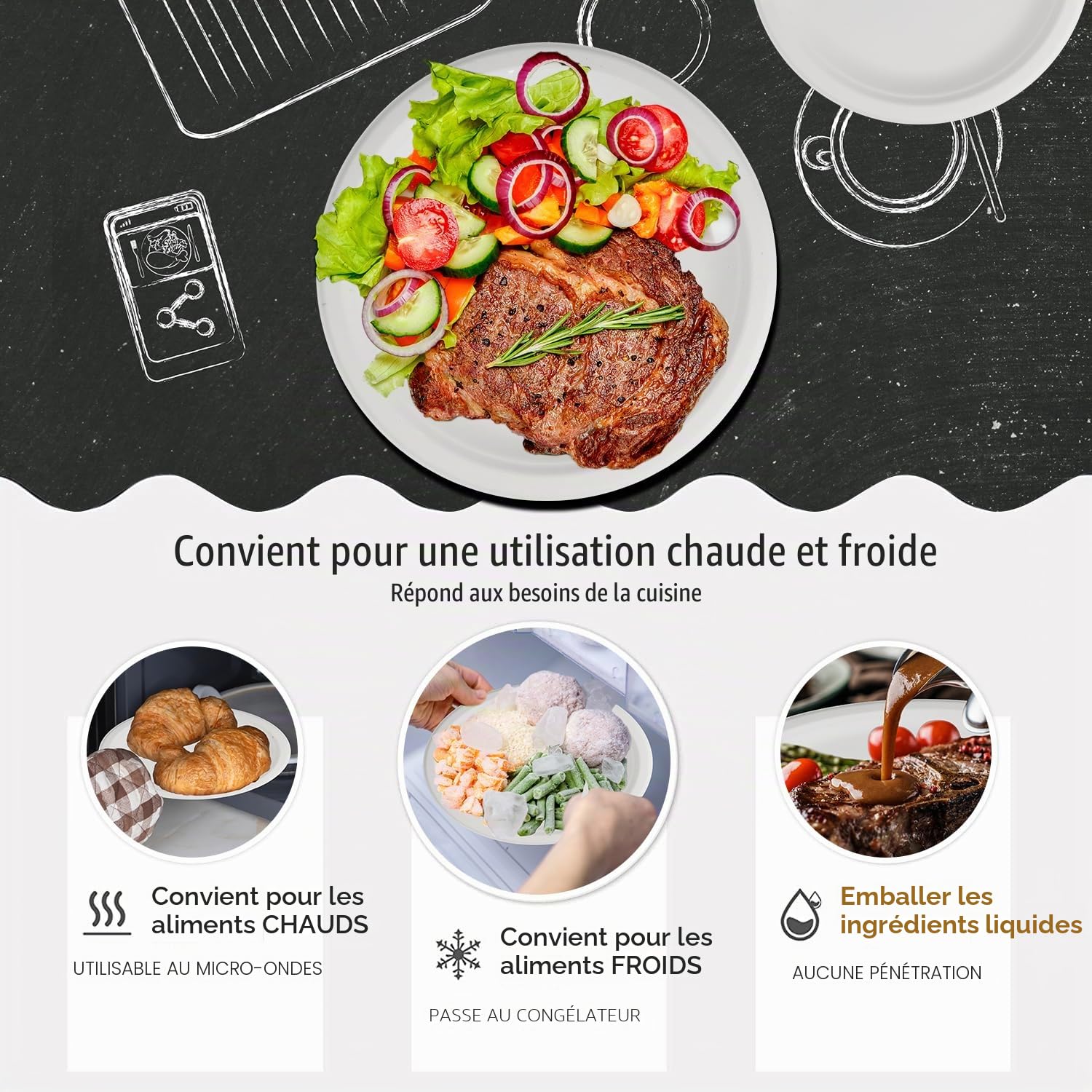 Aschef 400Pcs Assiettes jetable Pas Cher Blanche en Bagasse Bio Vaisselle Tasse Paille Serviette + Fourchette Couteau Cuillère Réutilisable pour Fête de Mariage Soirée Party Camping 50 Invités