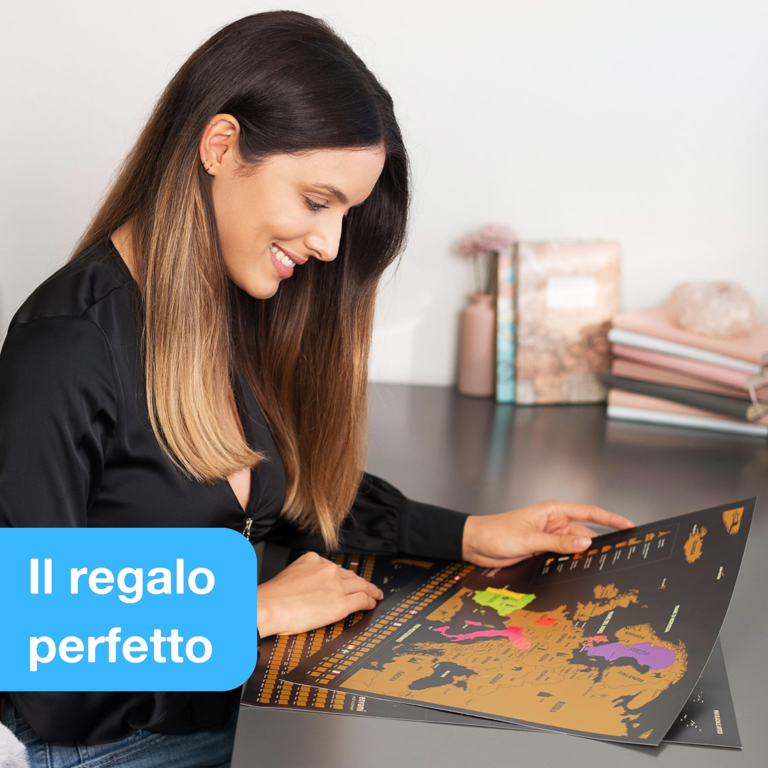 Mappa del Mondo da Grattare-Cartina Mondo- Italiano -Più Mappa Europea -68 X 43 CM- Mappamondo da Grattare - Scratch off Map - Mappa da grattare - Cartina Geografica Mondo da Grattare