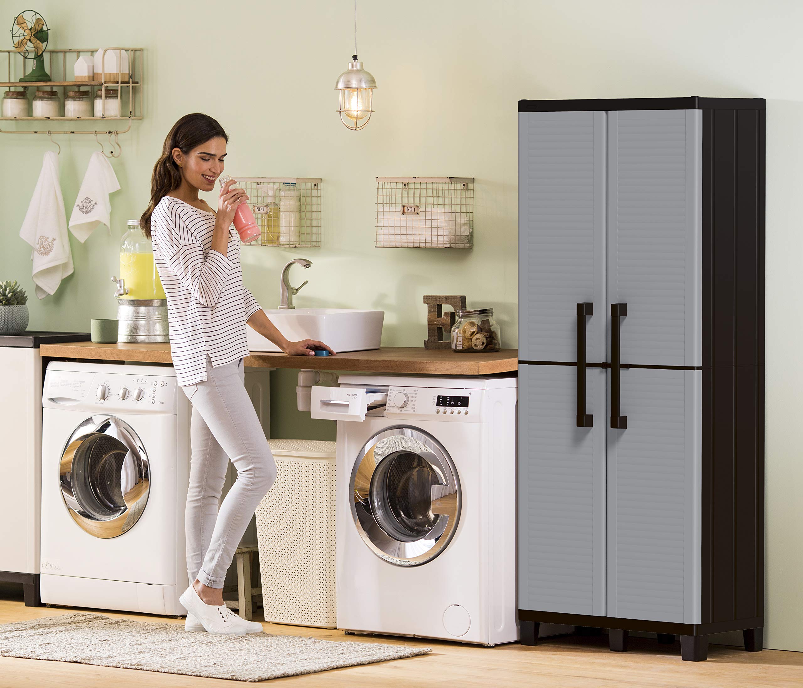 Keter Storage with Doors and ShelvesPerfect for Garage and Basement Organization, Grey