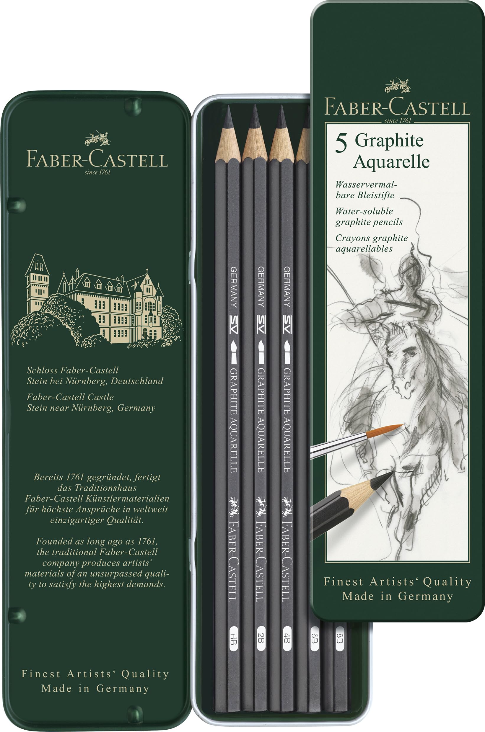 Amazon.com : Faber-Castell 5 Piece Quality Water-Soluble Graphite